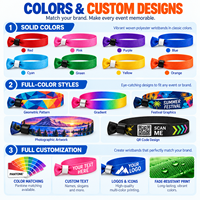 Bracelet en tissu robuste personnalisé, jetable, avec logo de marque, couleurs assorties, imprimé en polyester, pour l'identification lors d'événements