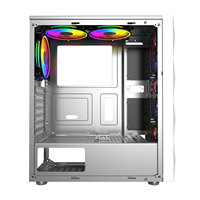 KINPOWER Vente directe d'usine Boîtier PC tour moyenne Boîtier PC de jeu Refroidissement par eau Ventilateurs RVB Boîtier PC couleur blanche