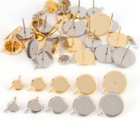 6/8/10/12/14mm acier inoxydable boucle d'oreille Base goujons oreille camée paramètres Cabochon Base plateau blanc boucles d'oreilles broches pour la fabrication de bijoux