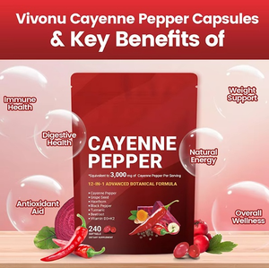 Vitamin D3+K2 <strong>Cayenne</strong> <strong>Pepper</strong> <strong>Capsules</strong> 240ct - Factory Custom Blend for Calcium Absorption &amp; Cardiovascular Support - Product Image 3