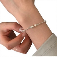 Bracelets en argent sterling 925 avec charme océanique mignon et perle &amp;   Pendentifs étoiles de mer, chaîne perlée, bijoux de plage pour femmes, cadeau d'été