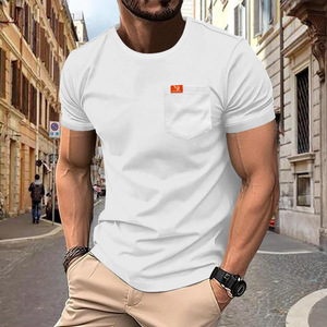 Men's Summer Cotton Bamboo Fiber Short Sleeve <b>T</b>-<b>Shirt</b> <b>With</b> <b>Pocket</b> Regular Fit O-Neck Casual Wear 2024 - Product Image 1