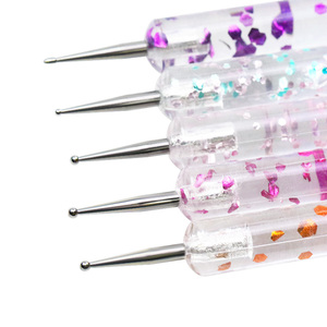 Lot de 5 stylos à double embout pour nail art, avec pointe liquide pailletée, outils de pression pour la manucure et la décoration des ongles - Product Image 6