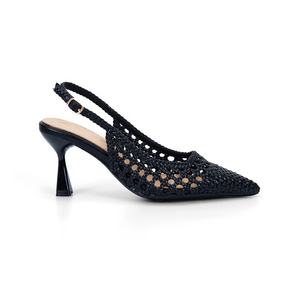 Scarpe basse estive alla moda da donna con tacco a punta con tacco sottile da donna di buona qualità in Mesh nero - Product Image 5