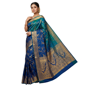 Blouse en Georgette Entièrement Brodée, Sarees Bollywood à Paillettes, Saree en Tulle Brodé Réversible Longueur Ras du Sol pour Mariage et Fêtes pour Femme - Product Image 1