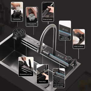 Rubinetto Intelligente in Alluminio con Rivestimento Nano 304 201, Lavello Multifunzione da <span class=keywords><strong>Cucina</strong></span> Antigraffio e Antiolio - Product Image 2