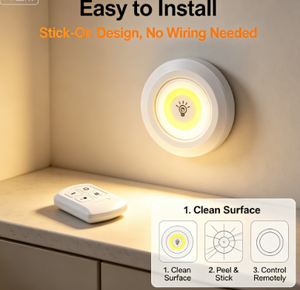 Lampe LED à télécommande pour armoire, lampe de nuit à piles sèches 3 couleurs pour <span class=keywords><strong>cuisine</strong></span>, chambre et armoire - Product Image 6