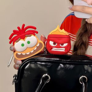 Funda de silicona 3D de dibujos animados Inside Out para Apple AirPods Pro 2 3 4, cubierta de auriculares con diseño de Anger, bonita caja de goma con anillo antiansiedad - Product Image 4