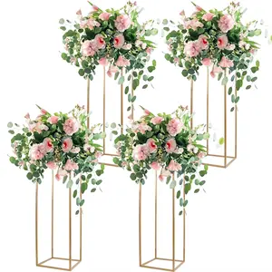 Gold Metal Flower Stand Plinth Pedestal Wedding Centerpiece Table Decoration Wedding Decoration Flower Stand