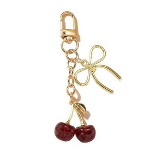 Cherry 3D Fruit Bow Simulation Lightweight Zinc Alloy Keychain Car <b>Key</b> <b>Chain</b> Bag Pendant Accessories Purse Charm - Product Image 3
