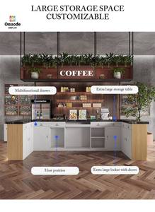 Mostrador de Cafetería Minimalista Moderno y Ecológico con Pantalla LED |   Mostrador de Bebidas Comercial Personalizado para Exhibición en Tiendas - Product Image 5