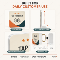 Carte NFC Google Review Vorx Tech avec texte personnalisé et code QR dynamique programmable, en PVC acrylique, OEM ODM
