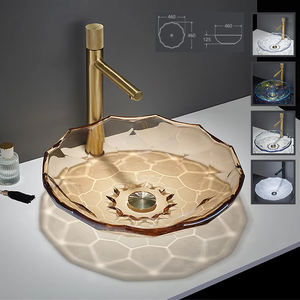 Yuson YS28008 bak cuci kamar mandi, kaca kristal Premium-wastafel meja desainer seni Modern & bejana kaca berwarna mewah - Product Image 1