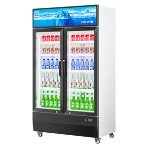 MUXUE Transparent Glass Standing Freezer Cold Drink Display Freezer Chiller Beer Refrigerator