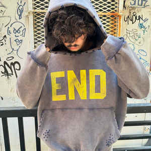 <span class=keywords><strong>เสื้อ</strong></span><span class=keywords><strong>ฮู้</strong></span><span class=keywords><strong>ด</strong></span><span class=keywords><strong>ด</strong></span>ี้โอเวอร์ไซส์แบบไม่มีเชือกผูก ผลิตจากผ้าฝ้าย 100% พิมพ์ลายโลโก้ตามสั่ง สไตล์วินเทจฟอกสีแบบแอซิดวอช สำหรับผู้ชาย - Product Image 4