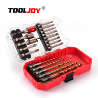 TOOLJOY Ensemble de 18 embouts de perçage et de tournevis mixtes en acier S2 HSS titane avec anneau magnétique pour la réparation à domicile et le bricolage