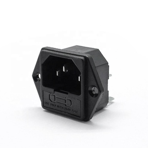 Agujeros de tornillos de 3 pines, conector de entrada de CA, 10A, 250VAC, macho, con portafusibles 10A, IEC320 C14 - Product Image 3