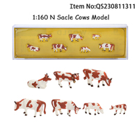 QS personnalisé animaux de la ferme Figure ensemble jouet enfants Train chemin de fer peint 3 pièces 1:87 HO échelle Miniature cheval vaches Animal modèle jouets