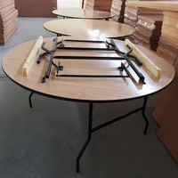 Mobilier d'extérieur commercial de forme ronde rétro MDF métal bois salle à manger pliante hôtel mariage Banquet Table d'événement