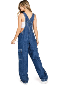 Tendance 2022 femmes Denim vêtements <span class=keywords><strong>de</strong></span> travail Cargo combinaison Baggy maternité <span class=keywords><strong>Jean</strong></span> barboteuse Vintage Denim salopette - Product Image 3