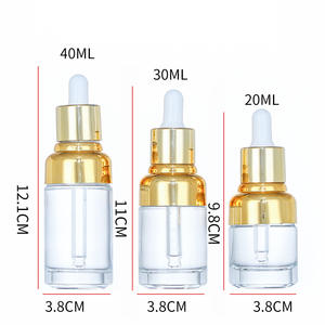 Emballage <span class=keywords><strong>cosmétique</strong></span> 20ml 30ml flacons compte-gouttes d'huile essentielle <span class=keywords><strong>en</strong></span> verre à capuchon doré pour sérum de soin de la peau - Product Image 5