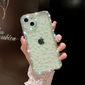 Casing ponsel Apple 13, 12 casing pro max 11 pola berlian silikon 13pro max bertatahkan berlian cocok untuk iPhone 14