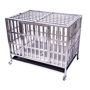 Grand chenil d'intérieur pour animaux de compagnie Fermeture à bouton <span class=keywords><strong>Cage</strong></span> à chien en acier inoxydable à motif solide Plateau en plastique pliant Boîte à palettes Toilette incluse - Product Image 6