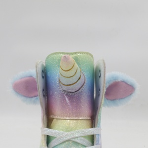 <span class=keywords><strong>Pattini</strong></span> a rotelle Unicorn Glitter per donna, <span class=keywords><strong>pattini</strong></span> a rotelle alti in pelle PU, <span class=keywords><strong>pattini</strong></span> a rotelle a doppia fila con quattro ruote <span class=keywords><strong>rosa</strong></span> lucide per ragazze - Product Image 5