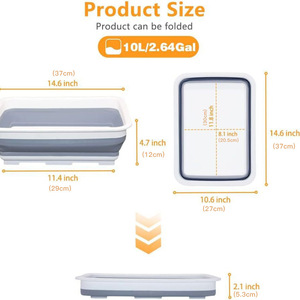 Bassin pliant en plastique multifonctionnel, panier compressible pour usage domestique avec design de drainage, modèle été 2021 - Product Image 3