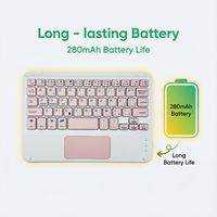 Keyboard Mini Universal 7 Inci dengan Touchpad Mouse Plastik untuk iPad iPhone Tablet PC, Model Gunting, Bluetooth, Tata Letak US, Logam Ultra