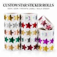 Rouleaux d'autocollants étoiles métalliques brillants en feuille d'aluminium, prédécoupés, pour cadeaux et artisanat, vente en gros