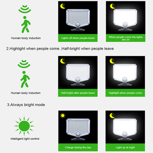 Lámpara Solar de Pared para Exteriores, Súper Brillante, 153 LED, Sensor de Movimiento, Tipo Dividido, Cable de 5m, Impermeable, 3 Modos, Lámpara para Jardín e Interiores - Product Image 4