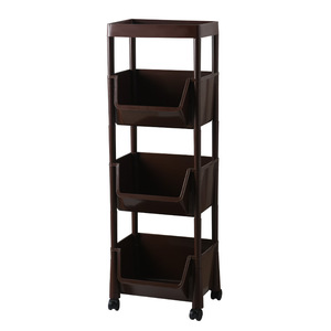 Good Quality Kitchen Racking Shelves, Plastic Shelves Storage Racks Black 4 Tier Book Shelving For Homes