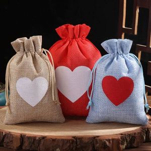 Bolsa de Lino y Yute con Cordón y Logotipo Personalizado al por Mayor, con Forma de Corazón, para Regalos de Boda, Dulces y Joyería - Product Image 5