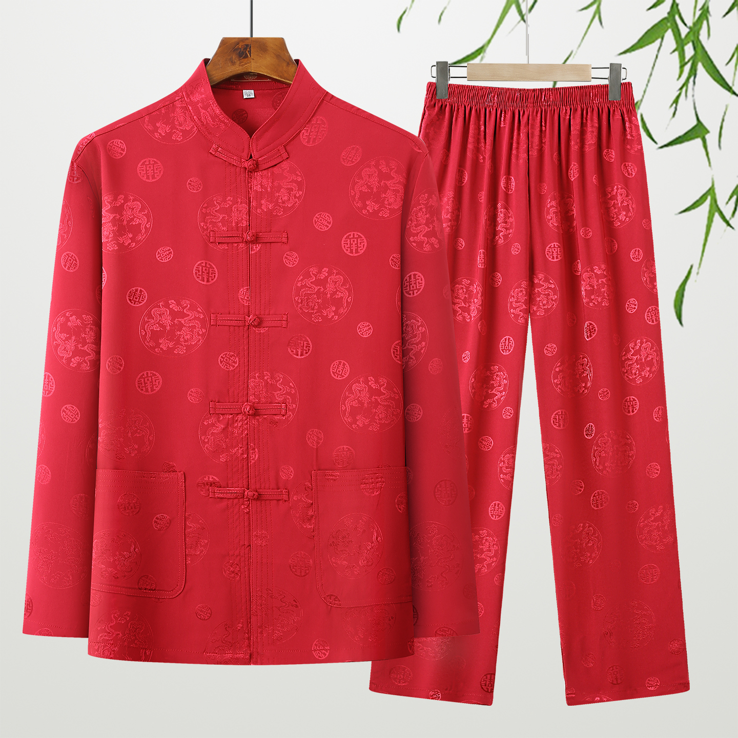 Grand ensemble rouge à manches longues [haut + pantalon]