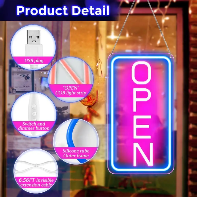 Hot Selling Business Open Neon COB LED Sign Letters for Offline Store Decorative Light