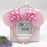 Serre-tête mignon en forme d'oreilles de souris avec grand nœud, accessoire capillaire en plastique de dessin animé pour enfants, adorable forme d'oreilles de souris