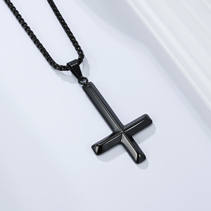 Instagram-worthy, niche yunnique style inverted cross necklace for men, a rebellious and individualistic <b>titanium</b> s - Product Image 4