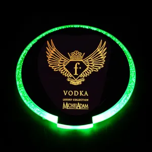 wholesale custom bar acrylic plastic luminous led light up coasters drink beer wine bottle coasters