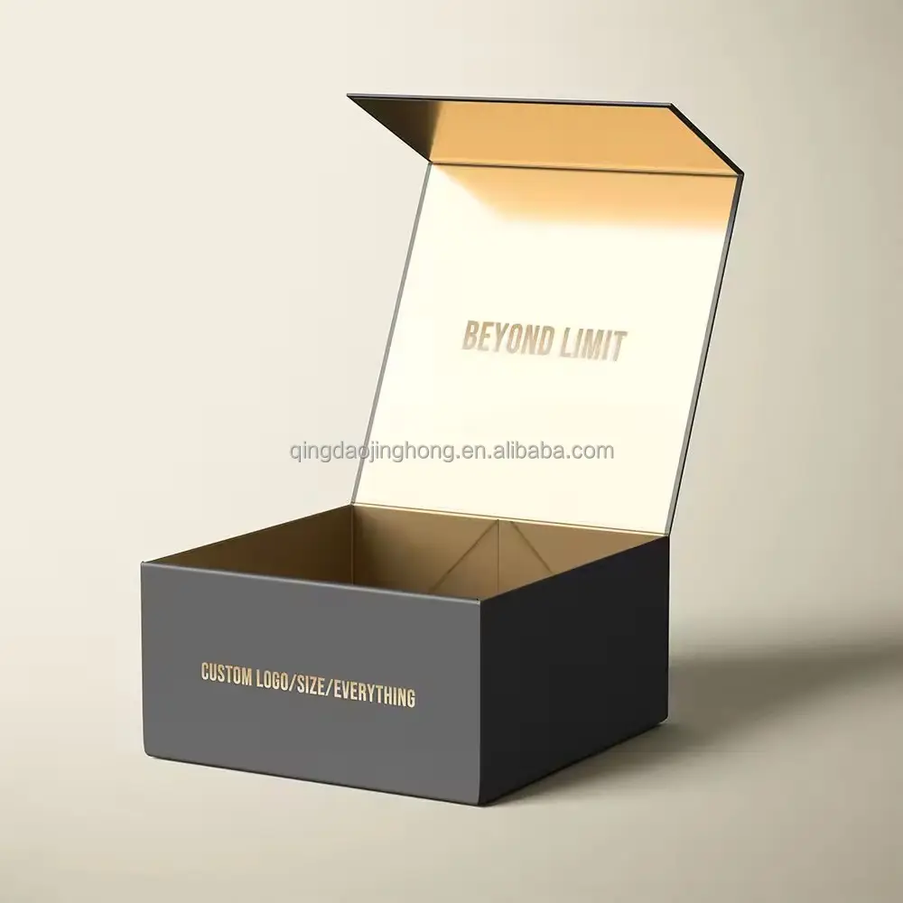 Wholesaler Custom Logo Luxury Rigid Paperboard Boxes Folding Rigid Foil Stamping Gold Magnetic Gift Box