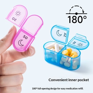 Wholesale Portable Weekly Seven-Day Plastic Medicine Organizer Pill <b>Box</b> Two Meal Dosage Sealed <b>Mini</b> Compartmentalized Design - Product Image 3