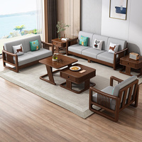 Juego de Sofás Nórdicos de Madera Maciza - Modelo Combinado de Tela para Sala de Estar Pequeña, Moderno y Sencillo para el Hogar - Sofá de Estilo Rústico