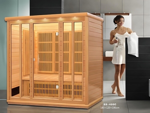 SS-400C in legno miracolo quattro persone calore <span class=keywords><strong>a</strong></span> infrarossi cabina Sauna per il relax in legno massiccio di cedro rosso canadese Hemlock per la casa - Product Image 5