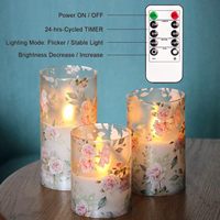 Bougies sans flamme à piles, en verre, à LED scintillantes, avec télécommande, bougies piliers réalistes, Noël, écologiques