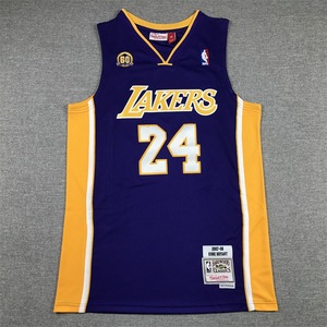 Vente en gros personnalisée LA <span class=keywords><strong>Lakers</strong></span> # 24 # Maillot de basket-ball 8 All-Star Retro Finals jaune noir en maille poly unisexe adulte à manches courtes - Product Image 6