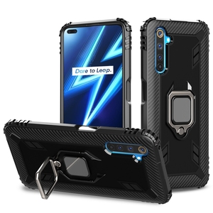 Pour OPPO <span class=keywords><strong>Realme</strong></span> <span class=keywords><strong>6</strong></span> Pro Étui de protection en fibre de carbone avec support rotatif à 360 degrés - Product Image 1