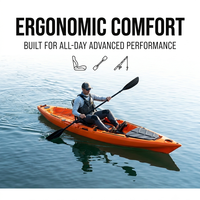 Kayak de pêche solo rotomoulé orange de 4,15 m, best-seller, avec moteur hors-bord à hélice en aluminium, canoë-bateau