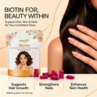 Bonbons gélifiés véganes à la biotine OEM pour une croissance des cheveux plus rapide, des ongles plus forts, une peau saine et un soutien immunitaire - Soutien beauté adulte, 60 unités