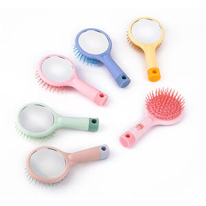 Cepillo antiestático creativo para chica de dibujos animados al por mayor, cepillo de pelo con cojín de <span class=keywords><strong>aire</strong></span> y mango pequeño bonito con estampado de animales y espejo - Product Image 1