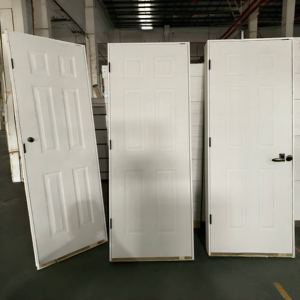 6 ألواح داخلية HDF مسبقة التعلق بنواة مجوفة أبواب خشبية بيضاء حديثة للمنزل - Product Image 3